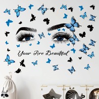 Autocollants muraux 3D créatifs en forme de papillon bleu pour femme, en PVC auto-adhésif, imperméable, résistant aux UV, décoration de salon et de maison