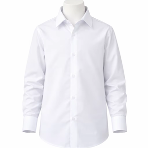 Chemise d'uniforme scolaire à manches longues en popeline de coton pour garçons, chemise classique pour enfants, vêtements scolaires pour étudiants - Product Image 1