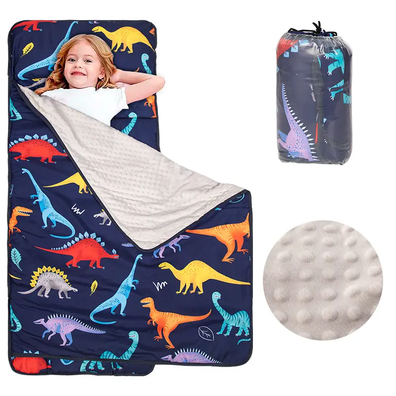Toptan polar çocuklar yastık ve battaniye 2 in 1 şekerleme yastığı taşınabilir katlanabilir Mat çocuk uyku şekerleme Mat