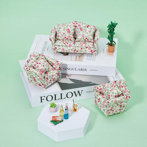 Muebles en miniatura de madera a escala 1:12 para casa de muñecas OB11 modelo DIY juguete individual sofá doble adornos sala de estar juego de comida - Product Image 3