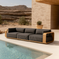 Ensembles de meubles de jardin SIGMA, meubles d'extérieur, ensemble de canapés en teck, chaise longue de patio, table, chaise, lit de soleil, canapé Villa Bali, bois naturel