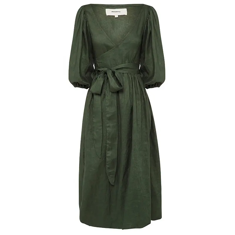 Kadın Vintage keten pamuklu Maxi elbise, bayanlar için rahat uzun elbise, zarif yazlık giyim, özel sınıf
