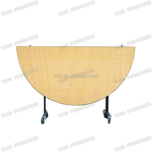 Tablero de melamina móvil Mesa plegable de 6 pies Mesa redonda de madera para fiestas con ruedas - Product Image 2