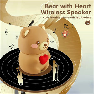 Mini Altavoz Bluetooth Portátil Inalámbrico para Exteriores con Diseño de Oso de Dibujos Animados en Forma de Corazón, Sonido Estéreo para Viajes - Product Image 4