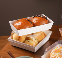 Boîte d'emballage pour sandwich à couvercle transparent Bouffée Gâteau Pain Cuisson Dessert Hamburger Emballage Boîtes en papier Kraft