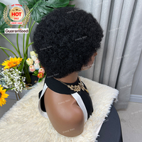 Perruque Courte Bob Cheveux Humains Frisés Afro Crépu Épais Style Années 70, Prête à Porter, Frange Épaisse, Fabriquée à la Machine, Cheveux Naturels