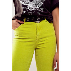Pantaloni di velluto a coste svasati in verde Lime - Product Image 1