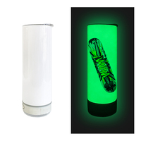 Stok USA pengisian daya USB 20oz cahaya putih dalam gelap sublimasi lurus kosong Speaker pemutar musik pintar Tumbler untuk pencetakan panas