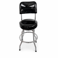 Chaise de bar pivotante à 360 degrés de qualité supérieure avec revêtement en PU et PVC, base en métal chromé et dossier, idéale pour restaurant, hôtel, café, bar à domicile ou îlot de cuisine