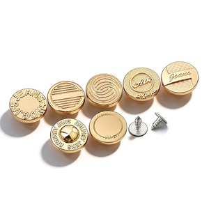 Golden Plating Jeans <b>Buttons</b> and Rivets Zamac Custom Brand Logo Pattern Jacket gold metal <b>buttons</b> for Jeans Denim Clothing - Product Image 3