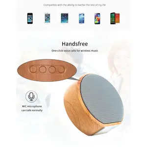 Speaker Desain Gaya Kayu A60 Portabel, Pemutar MP3 FM Radio Audio Kartu TF USB Kayu Handsfree 2021