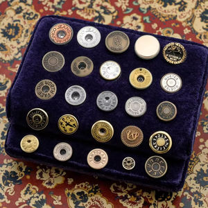 Rettangolo personalizzato pulsante a scatto Jeans rivetto Logo inciso bottoni in lega di zinco per vestiti in Denim - Product Image 5