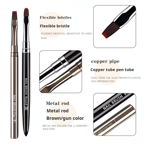 Pinceau à ongles en gel UV, tête ronde, tête plate, stylo de peinture, logo personnalisé, pinceau à ongles professionnel pour salon de manucure, vente en gros - Product Image 3
