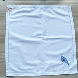 Customized 20/20 Inch White Kitchen Cotton <strong>Napkin</strong> <strong>Set</strong> Luxurious Embroidered Hemstitch Pattern Handmade Modern Style for Weddings - Product Image 4
