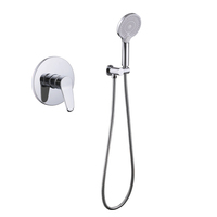 Ensemble de robinetterie de douche chromé, type pluie, avec douchette souple murale en laiton 2-en-1, pour baignoire, appartement, hôtel, système de robinetterie en céramique