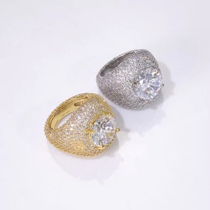 Bagues Solitaires Grandes Halo en Argent 925 Plaqué Or Premium avec Moissanite VVS, Serties Pavé, Bijoux Hip Hop Iced Out, Testées au Diamant, B2B - Product Image 6