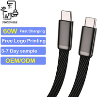 Câble de données USB-C Type-C PD 3.1 60W 3A à charge rapide, coque en alliage de zinc, gaine tressée en nylon, conducteur en cuivre pur pour ordinateur et iOS
