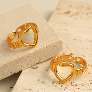 Heart Shape Geometric Fashion <b>Ring</b> Gold Color Unisex Jewelry Gift - Product Image 2