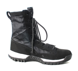 Bottes tactiques TSB20 en daim noir et cuir brillant marron foncé, bottes en daim noir - Product Image 4