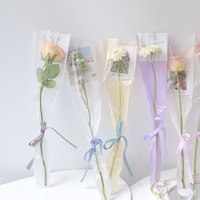 Kemasan Bunga Aierflorist Macaron Warna Solid untuk Satu Tangkai Bunga, Tas Kemasan Festival Mawar Satu Ranting, Perlengkapan Bahan Bunga