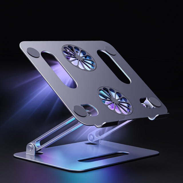 Boneruy P43F Laptop Stand Dual Turbo Fan Cooling Desktop Height Increase Adjustable ipad Cooling Folding Silent Support Stand