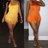 Vestido Halter con Flecos y Borlas, Color Sólido, Novedad 2023, Oferta de Verano, Vestido de Moda para Fiesta y Club