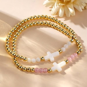Nouveau luxe <span class=keywords><strong>18k</strong></span> or rempli perles Bracelets femmes mode charme étanche en acier inoxydable or perlé Bracelet bijoux pour cadeau - Product Image 4