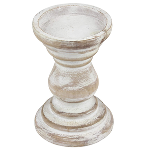 Wholesale Custom Handmade Rustic <b>White</b> Solid Wooden <b>Pillar</b> <b>Candle</b> Holder Bulk Product Customized - Product Image 4