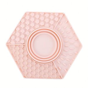 Eco-Friendly Food Grade Silicone Pet Licking Pad Divided Texture Slow Eating <b>Mat</b> for Dogs <b>Cats</b> with Portable Travel Water Bowl - Product Image 5