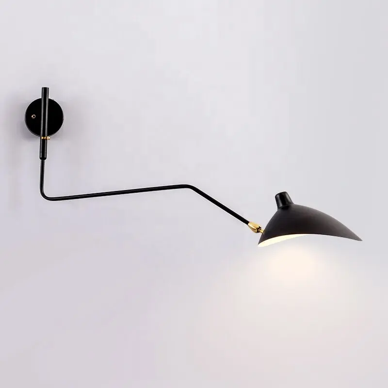 Черная вращающаяся настенная лампа на одной руке, 43 дюйма, настенная лампа серебристого цвета