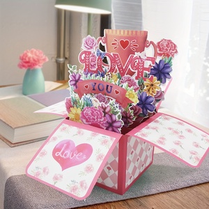 Tarjeta de Felicitación 3D Pop-up Cuadrada Hecha a Mano con Papel Decorativo para Cumpleaños, San Valentín, Celebraciones de Amor, Diseño Plegable Único y Personalizado - Product Image 2