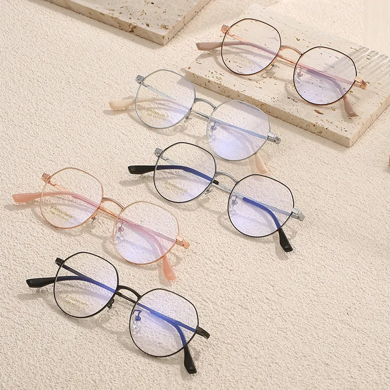 FANXUN2386 Unisex Titanium Frame Glasses New Fashion Casual Semititanium Myopia Glasses Wholesale for Men and Women