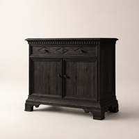 Buffet de luxe en bois massif chêne noir, 2 portes, meuble de rangement architectural pour hôtel, villa, maison