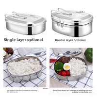 Yolecen Récipient alimentaire de conservation simple/double couche Non magnétique en acier inoxydable épaissi 430/201 boîte carrée pour les étudiants