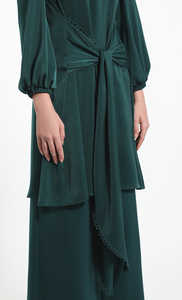 SIPO ชุดเสื้อผ้าสไตล์มาเลเซียสำหรับผู้หญิง,ชุดสองชิ้นเสื้อและกางเกงลายตารางสง่างามชุดคาฟตานลำลอง2ชิ้น - Product Image 4