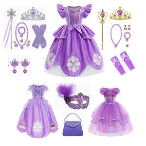 ชุดเดรสโซเฟียสำหรับเด็กผู้หญิง ชุดคอสเพลย์เจ้าหญิง สีม่วงลายดอกไม้ ชุดแฟนซีสำหรับเด็ก ชุดสำหรับงานคริสต์มาส ฮาโลวีน งานวันเกิด - Product Image 1