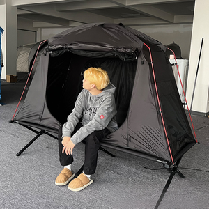 Tenda per persona singola con doppio strato pieghevole in acciaio letto da campeggio da <span class=keywords><strong>terra</strong></span> in tessuto di poliestere - Product Image 5