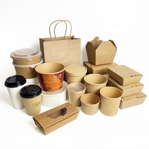 eco friendly packaging food box takeaway biodegradable custom disposable paper soup cup salad bowl paper container kraft bowl