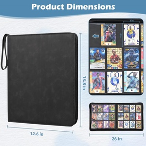 Carpeta de Cuero PU de Alta Calidad con 12 Bolsillos y 9 Ranuras para Tarjetas, Cierre Seguro, Personalizada en Negro para Almacenamiento de Tarjetas Coleccionables - Product Image 3