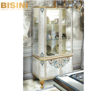 Nuevo Mueble para Vinos Estilo Villa Italiana BISINI, Madera Maciza Tallada, Incrustaciones de Parquet con Conchas Exquisitas, 2 Puertas, Vitrina - Product Image 2