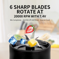 Mini blender USB multifonctionnel avec lames en acier inoxydable et récipient en plastique pour la cuisine, la maison et l'extérieur.