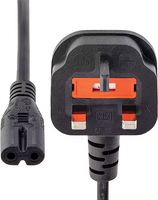 BS1363 à IEC C7 Figure 8 Socket Câble d'alimentation entièrement moulé UK Plug 0.75mm Câble d'alimentation pour appareil ménager
