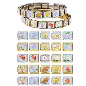 Vente <span class=keywords><strong>en</strong></span> gros personnalisée : Breloques italiennes <span class=keywords><strong>en</strong></span> acier inoxydable de 9 mm, motif fleurs du mois (<span class=keywords><strong>janvier</strong></span> à décembre), pour la création de bijoux et bracelets DIY - Product Image 1