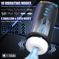 Vibrierender Stoß- und Saug-Masturbationsbecher für Männer, elektrische Taschenmuschi, automatischer männlicher Saug-Stroker mit Heizbasis