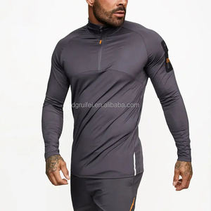 OEM logo personalizzato all'ingrosso Bodybuilding allenamento Top veloce <span class=keywords><strong>a</strong></span> mezza Zip <span class=keywords><strong>a</strong></span> compressione maniche lunghe sport palestra magliette per gli uomini - Product Image 4