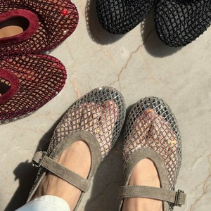Zapatos Planos <span class=keywords><strong>de</strong></span> Mujer Estilo Mary Jane para Verano, Cómodos y Transpirables con Diseño <span class=keywords><strong>de</strong></span> Malla y Diamantes Brillantes, a la Moda - Product Image 4