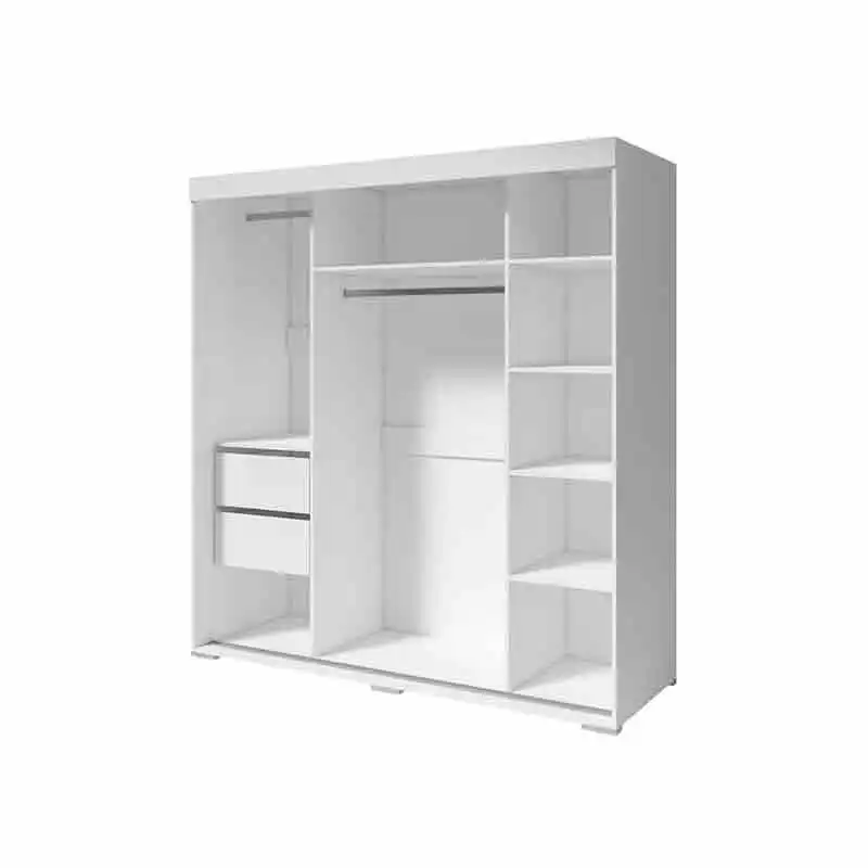 Factory Wholesale Modern Clothes Bedroom Cabinet Furniture Storage Containers Armoire Sliding Wardrobe With Mirror