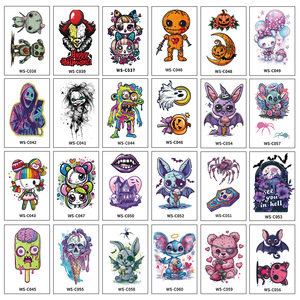 WS-C Halloween dessin animé crâne citrouille <span class=keywords><strong>horreur</strong></span> <span class=keywords><strong>Thriller</strong></span> visage cou transfert d'eau étanche temporaire tatouage autocollant pour adultes - Product Image 6