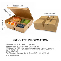 Boîte en papier kraft avec compartiments, conteneur alimentaire, boîte à sauce, poulet frit, restauration rapide, boîte à emporter multifonctionnelle, boîte en papier séparée