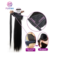 Populaire 140g 34 pouces Possédant Natural Grace Long Style Wrap Around Yaki Fiber Synthétique Ponytails pour les femmes
